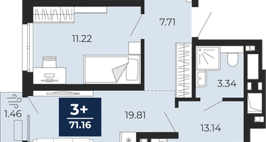 3-к. квартира, 69 м²