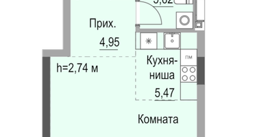 Студия, 34&nbsp;м²