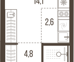 1-к. квартира, 24 м²