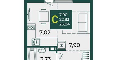 Студия, 26&nbsp;м²