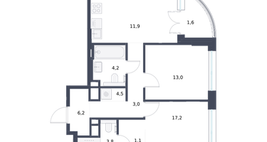 2-к. квартира, 66 м²