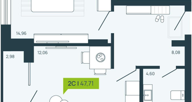 2-к. квартира, 47 м²
