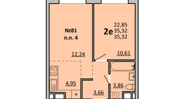 Студия, 35 м²