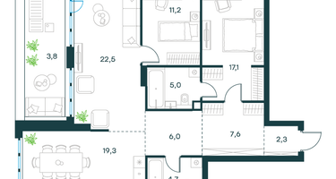3-к. квартира, 99 м²