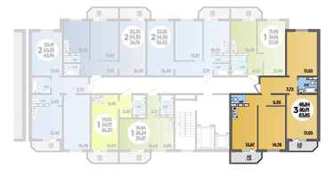 3-к. квартира, 83&nbsp;м²