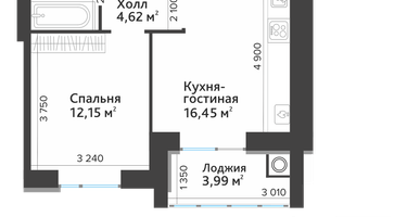 1-к. квартира, 39&nbsp;м²