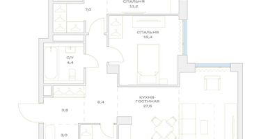 3-к. квартира, 83&nbsp;м²