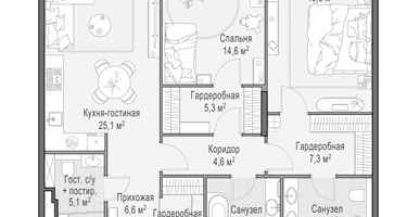 2-к. квартира, 106&nbsp;м²