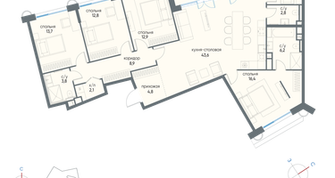 5-к. квартира, 142 м²