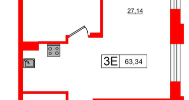2-к. квартира, 63&nbsp;м²