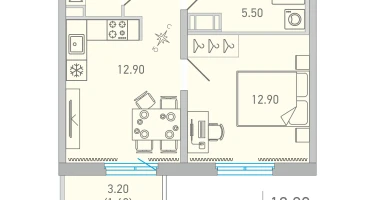 1-к. квартира, 37&nbsp;м²