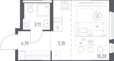 Студия, 22&nbsp;м²