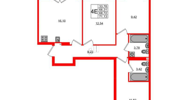 3-к. квартира, 68&nbsp;м²