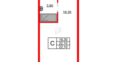 Студия, 22&nbsp;м²