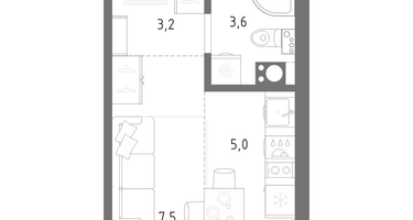 Студия, 19&nbsp;м²