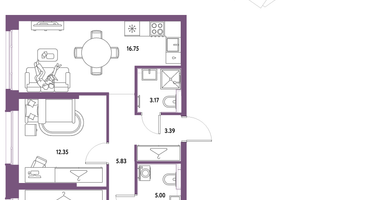 3-к. квартира, 77&nbsp;м²