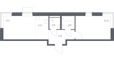 Студия, 43&nbsp;м²