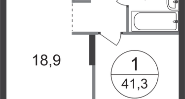 1-к. квартира, 41&nbsp;м²
