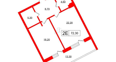 1-к. квартира, 65&nbsp;м²