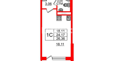 Студия, 24&nbsp;м²
