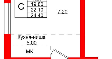 Студия, 22&nbsp;м²