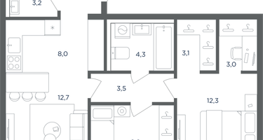 3-к. квартира, 62&nbsp;м²