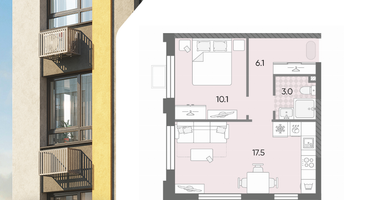 1-к. квартира, 36&nbsp;м²