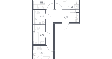 2-к. квартира, 55&nbsp;м²