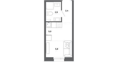 Студия, 16&nbsp;м²