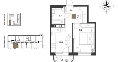 1-к. квартира, 33&nbsp;м²