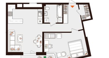 1-к. квартира, 63&nbsp;м²