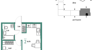2-к. квартира, 36&nbsp;м²