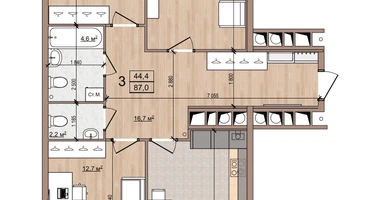 3-к. квартира, 87&nbsp;м²