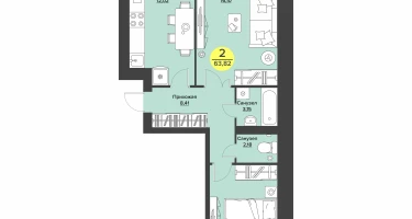 2-к. квартира, 59&nbsp;м²