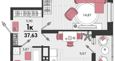 1-к. квартира, 36 м²