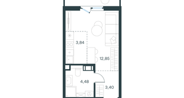 Студия, 27 м²
