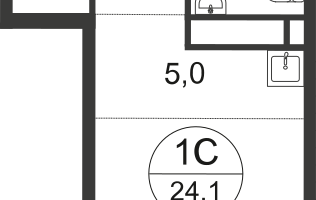 Студия, 24&nbsp;м²