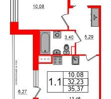 1-к. квартира, 32&nbsp;м²