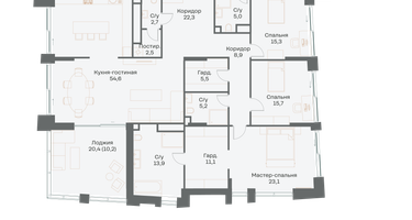 5-к. квартира, 218&nbsp;м²