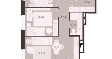 2-к. квартира, 68 м²