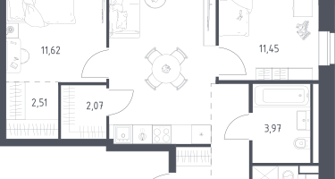 2-к. квартира, 60&nbsp;м²