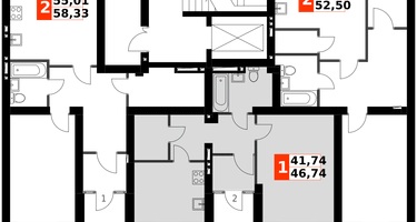 1-к. квартира, 52&nbsp;м²