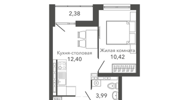 1-к. квартира, 33&nbsp;м²