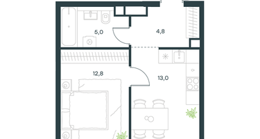 1-к. квартира, 35&nbsp;м²