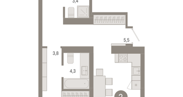 2-к. квартира, 70 м²