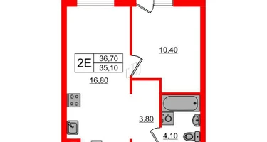 1-к. квартира, 36&nbsp;м²