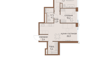 2-к. квартира, 74 м²