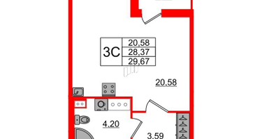 Студия, 27&nbsp;м²