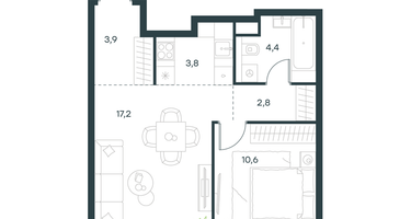 2-к. квартира, 42&nbsp;м²