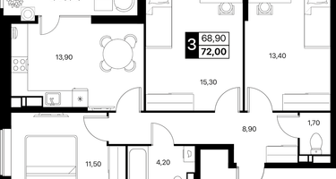 3-к. квартира, 72&nbsp;м²